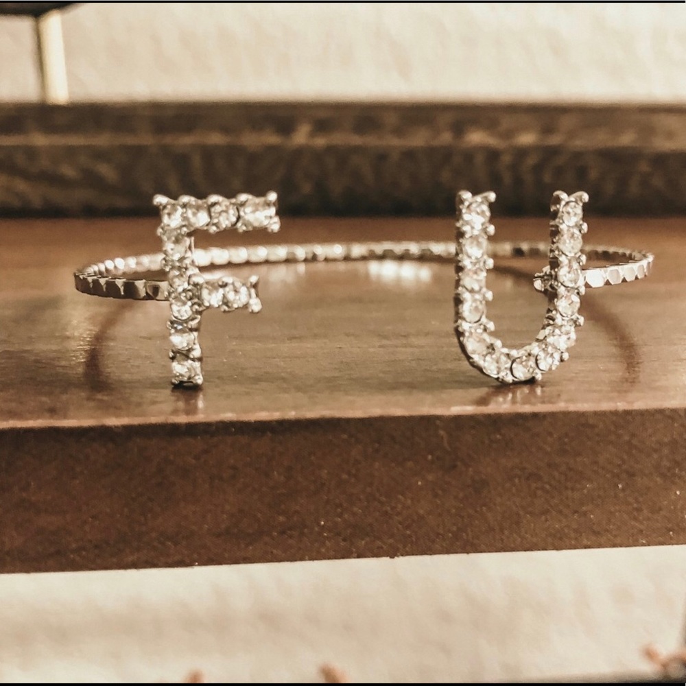 Silver F U cuff Bracelet